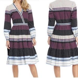 Gal Meets Glam Burgundy and Black Polka Dot Dress